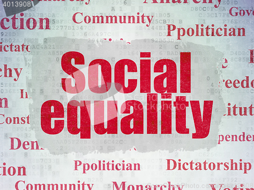 Image of Political concept: Social Equality on Digital Data Paper background