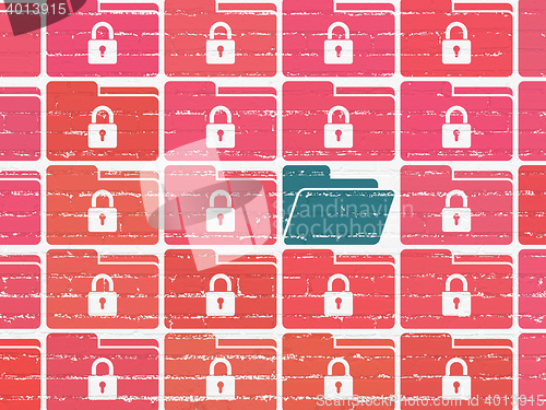 Image of Security concept: folder icon on wall background