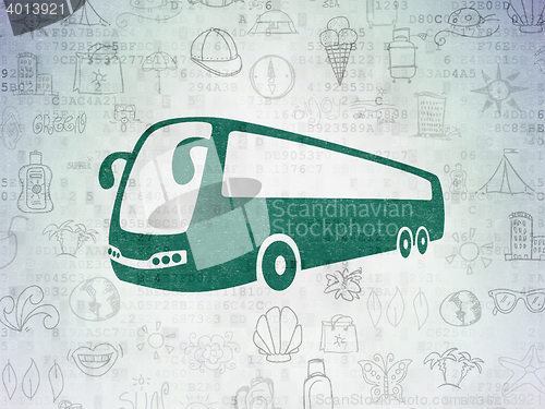 Image of Vacation concept: Bus on Digital Data Paper background