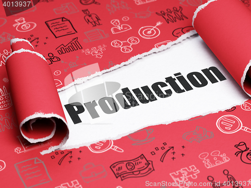 Image of Business concept: black text Production under the piece of  torn paper