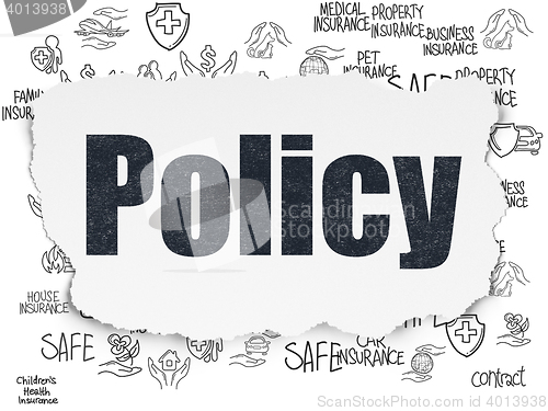 Image of Insurance concept: Policy on Torn Paper background