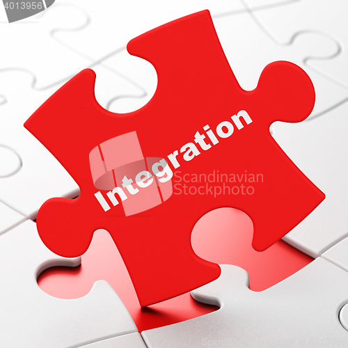 Image of Business concept: Integration on puzzle background