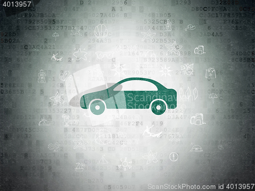 Image of Tourism concept: Car on Digital Data Paper background