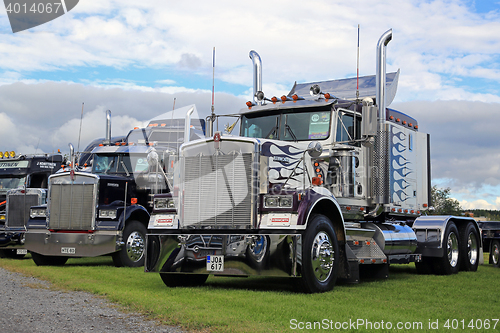 Image of Classic Kenworth W900 Trucks in a Show