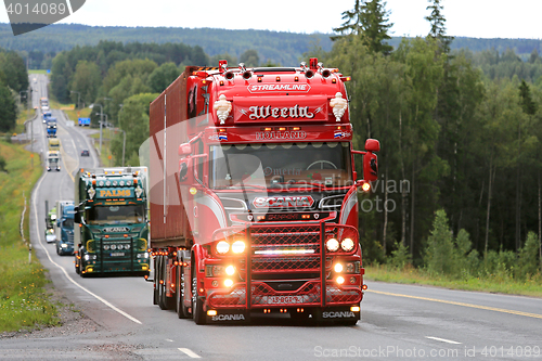 Image of Red Super Scania R450 Omerta of Weeda Transport