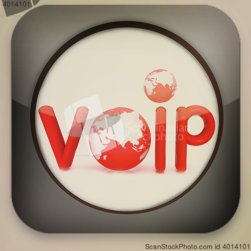 Image of Glossy icon with text \"VoIP\". 3D illustration. Vintage style.