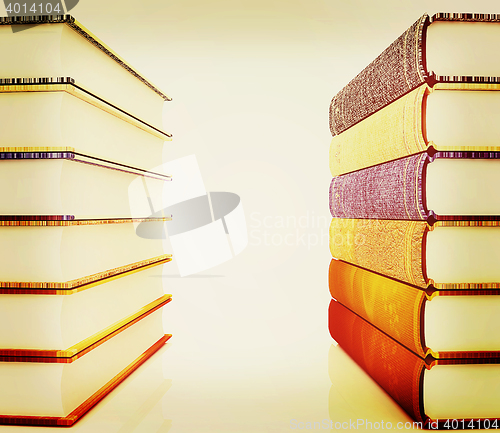 Image of The stack of books. 3D illustration. Vintage style.