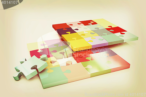 Image of Many-colored puzzle pattern. 3D illustration. Vintage style.