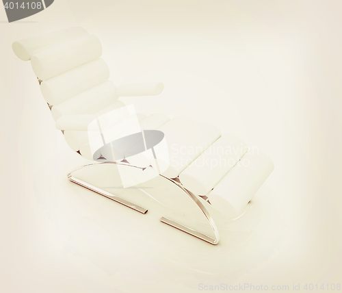 Image of Comfortable white Sun Bed. 3D illustration. Vintage style.