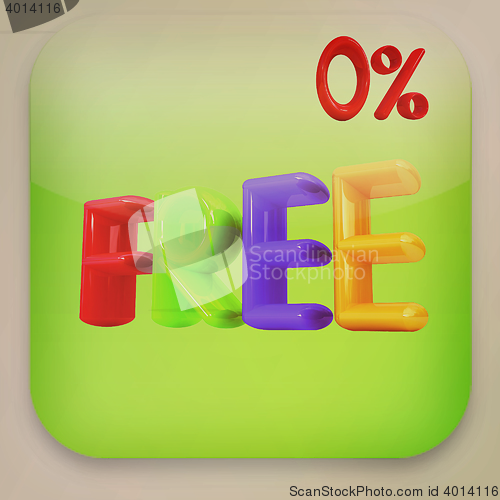 Image of \"Free\" colorful icon . 3D illustration. Vintage style.