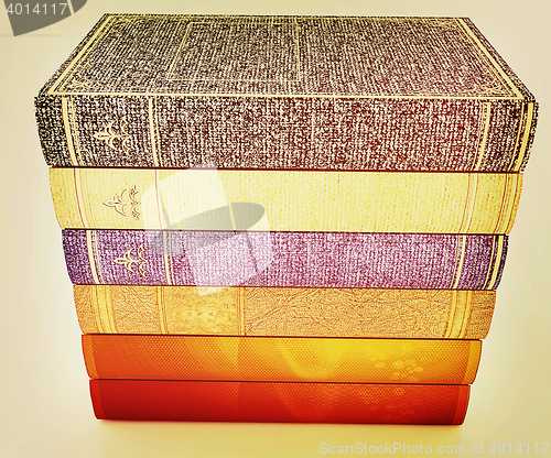 Image of The stack of books. 3D illustration. Vintage style.