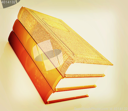 Image of The stack of books . 3D illustration. Vintage style.