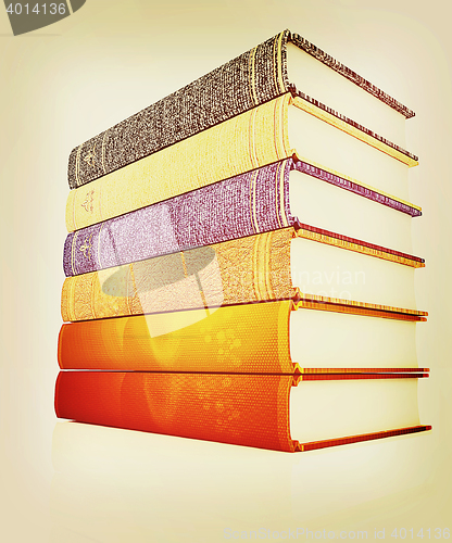 Image of The stack of books. 3D illustration. Vintage style.