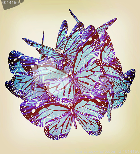 Image of Butterflies. 3D illustration. Vintage style.