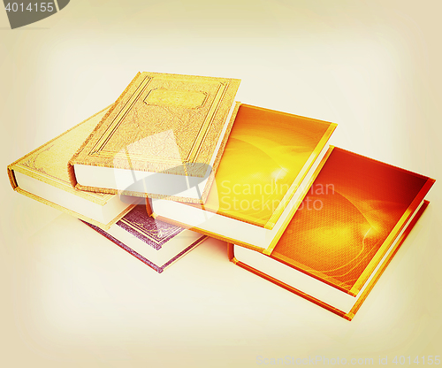 Image of The stack of books. 3D illustration. Vintage style.
