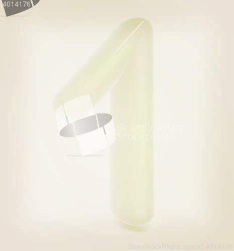 Image of Glossy 3d number \"one\". 3D illustration. Vintage style.