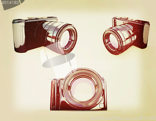 Image of 3d illustration of photographic camera. 3D illustration. Vintage