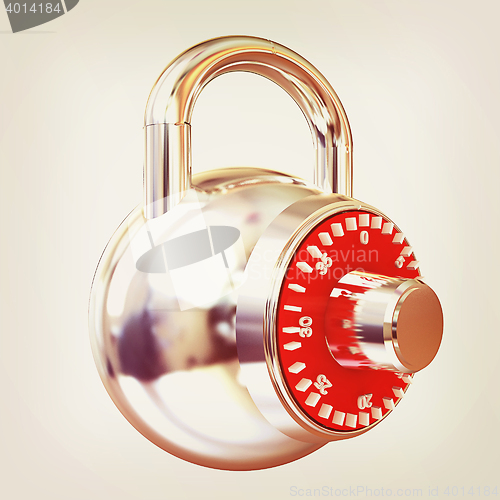 Image of Illustration of security concept with chrome locked combination 