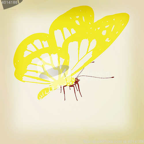 Image of beauty butterfly. 3D illustration. Vintage style.
