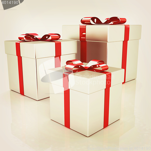 Image of gift boxes. 3D illustration. Vintage style.