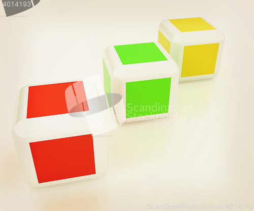 Image of Abstract colorfull blocks 3d. 3D illustration. Vintage style.
