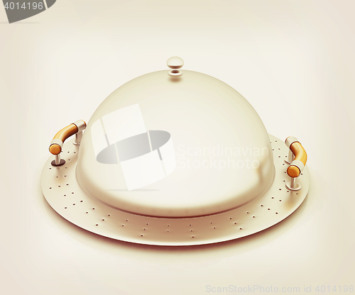 Image of restaurant cloche. 3D illustration. Vintage style.