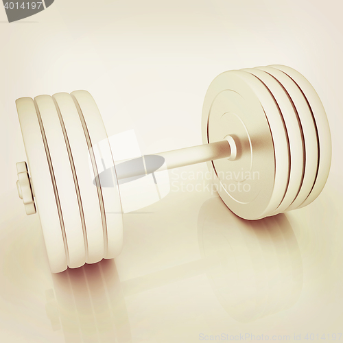 Image of Metalll dumbbell. 3D illustration. Vintage style.