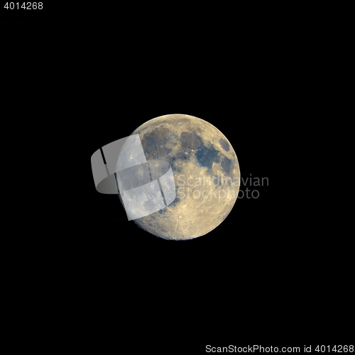 Image of Full moon seen with telescope, enhanced colours