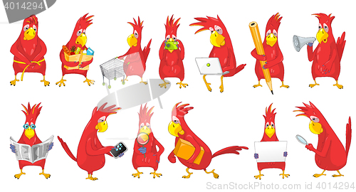 Image of Vector set of funny parrots illustrations.