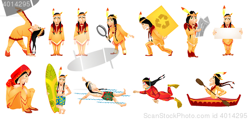 Image of Vector set of american indians illustrations.