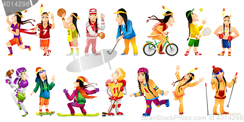Image of Vector set of american indians sport illustrations