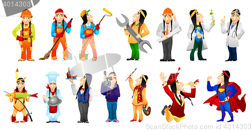 Image of Vector set of american indians illustrations.