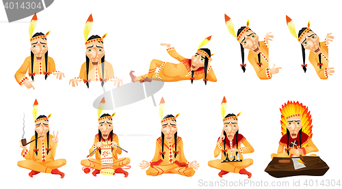 Image of Vector set of american indians illustrations.
