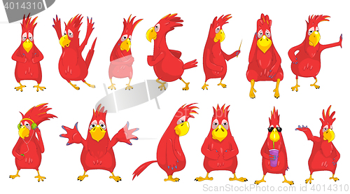 Image of Vector set of funny parrots illustrations.