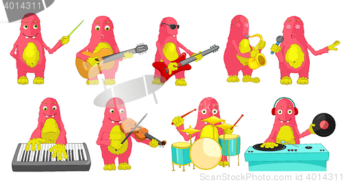 Image of Vector set of monsters playing music illustrations
