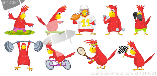 Image of Vector set of funny parrots sport illustrations.