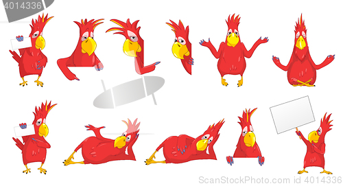 Image of Vector set of funny parrots illustrations.
