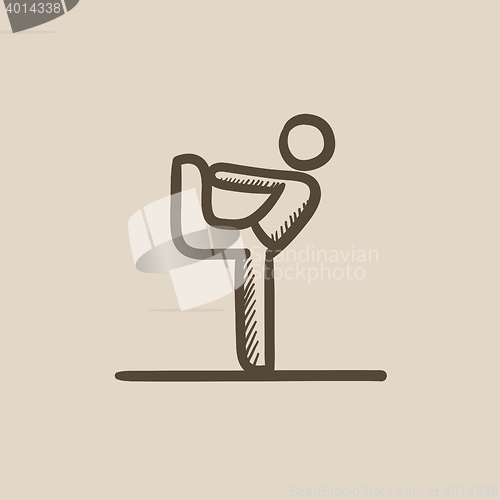 Image of Man practicing yoga sketch icon.