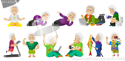 Image of Vector set of gray-haired old man illustrations.