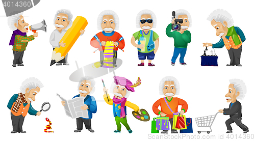 Image of Vector set of gray-haired old man illustrations.