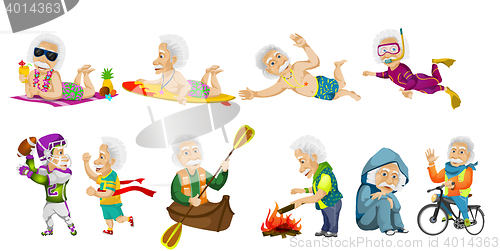 Image of Vector set of old sports man illustrations.