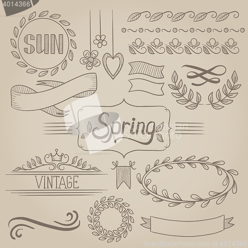 Image of Set of spring ribbons and elements.