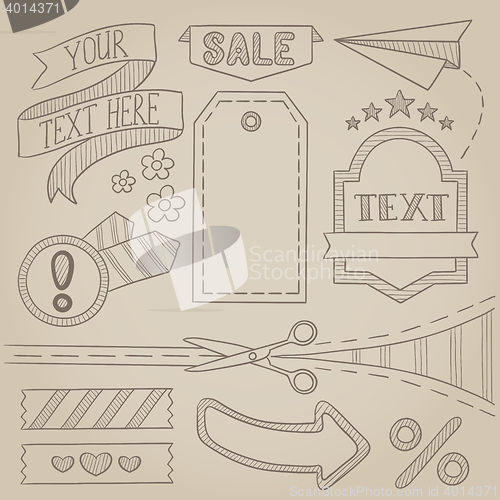 Image of Set of sale ribbons and elements.