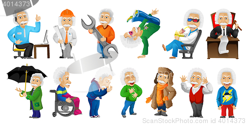 Image of Vector set of gray-haired old man illustrations.