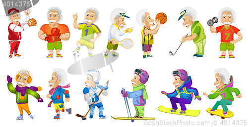 Image of Vector set of old sports man illustrations.