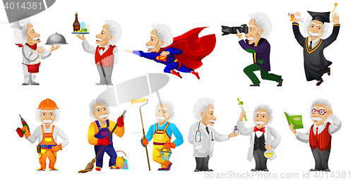 Image of Vector set of gray-haired old man illustrations.