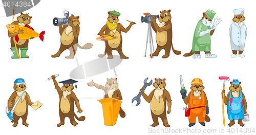 Image of Vector set of beavers profession illustrations.
