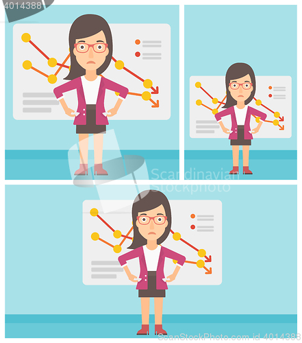 Image of Bancrupt business woman vector illustration.