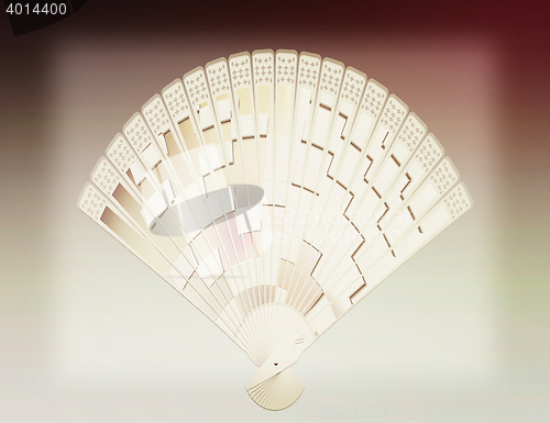 Image of Colorful hand fan. 3D illustration. Vintage style.