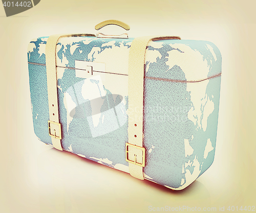 Image of suitcase for travel . 3D illustration. Vintage style.